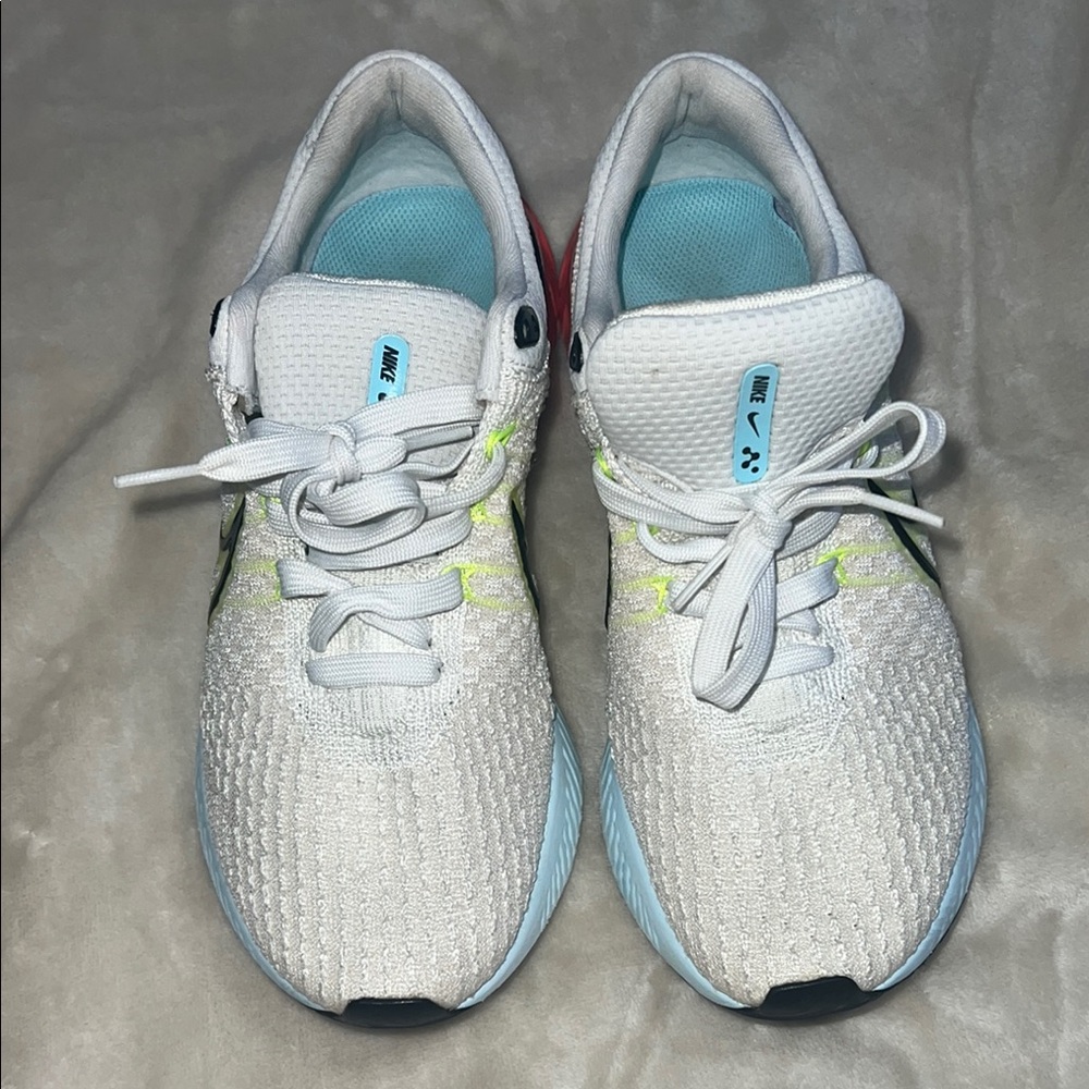 Nike White and Neon Athletic Shoes